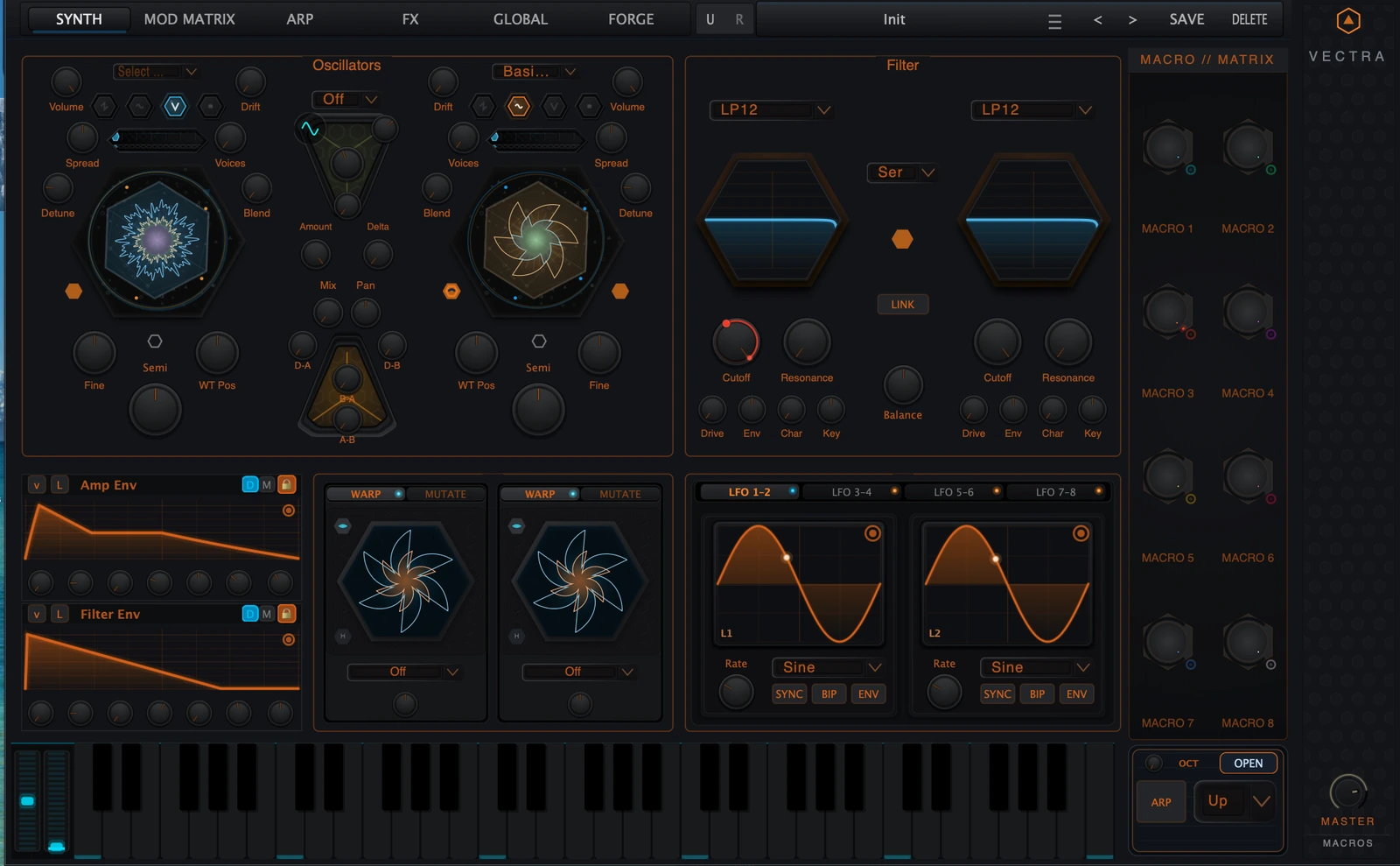 Figure 1. Vectra Synth page with the compact envelope panels in context.