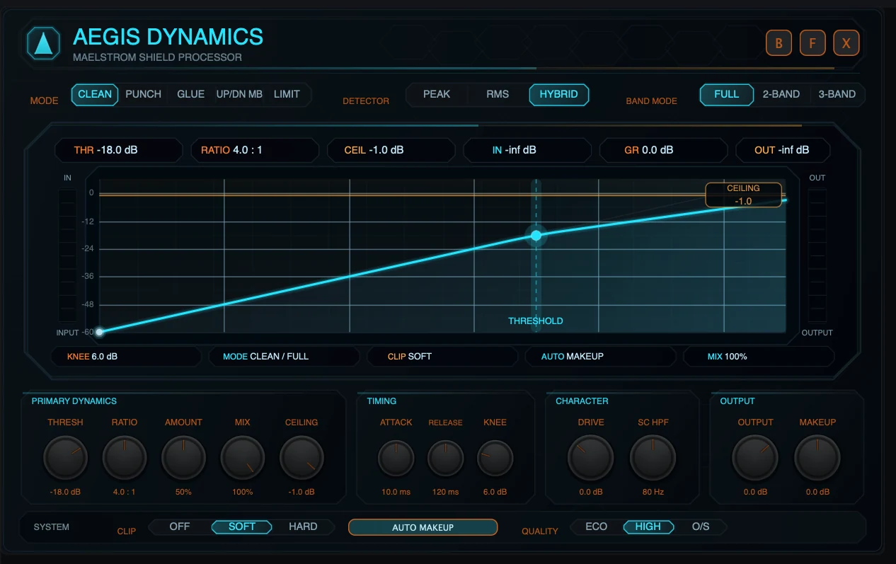 Figure 6. Expanded Aegis Dynamics editor opened inside the Maelstrom FX page.
