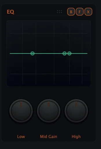 Figure 8. Compact EQ card with tone-shaping display and quick controls.