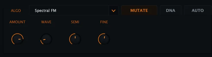 Figure 6. DNA Flux controls in the expanded panel. DNA engages live mutation mode; AUTO is separate from DNA mode.