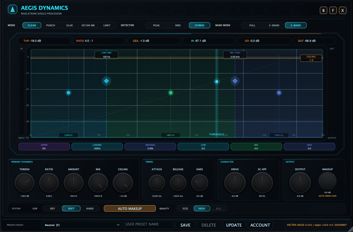Authentic standalone AEGIS Dynamics multiband editor