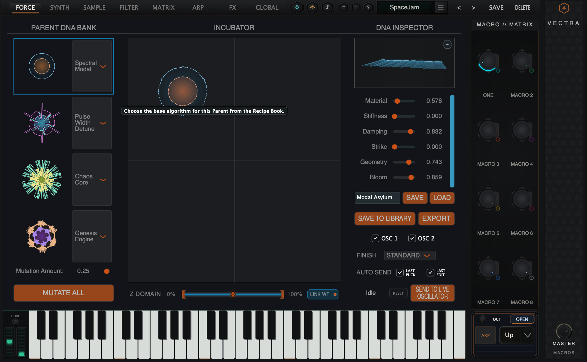 Original released VECTRA Forge sound-authoring interface