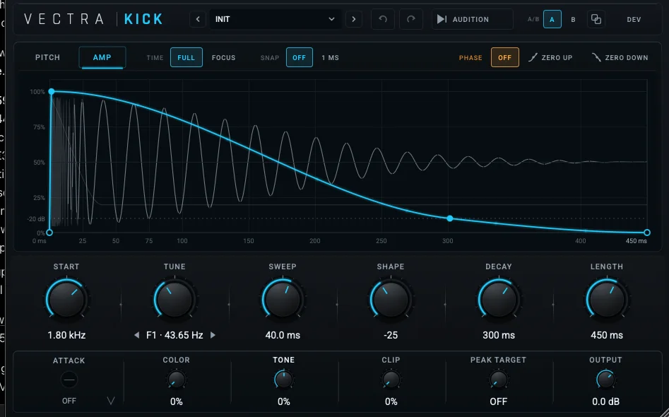 Genuine VECTRA KICK pitch envelope editor